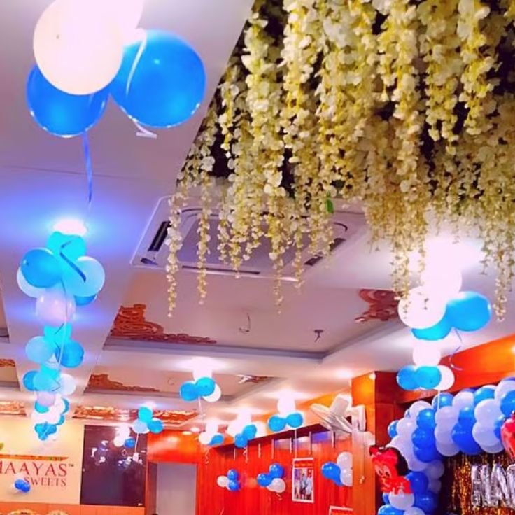 Birthday party hall in Gurgaon set up with balloons and decor for a children's celebration