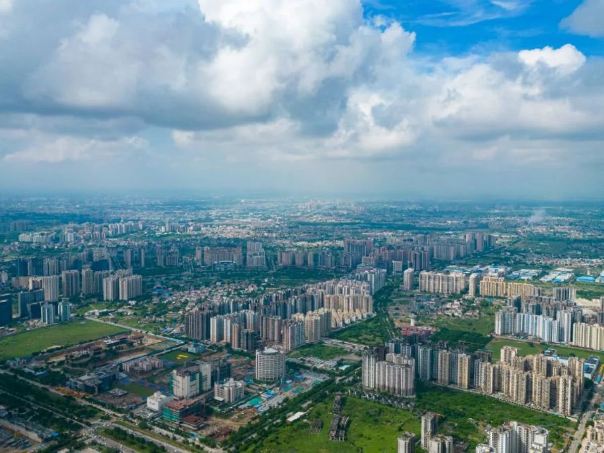 Green open space in Noida, a planned city in Gautam Buddha Nagar, Uttar Pradesh