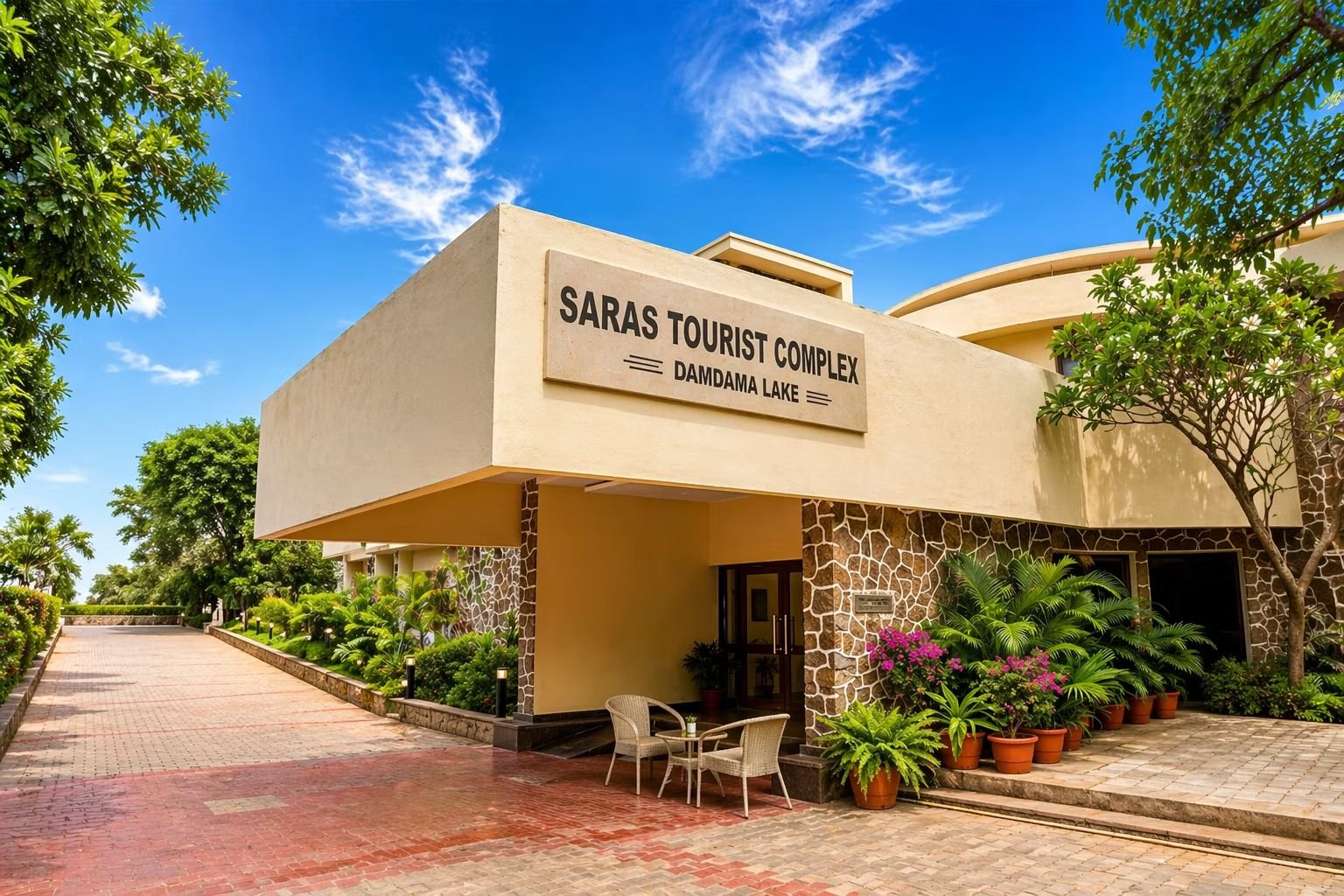 Saras Tourist Resort lakeside complex at Damdama Lake, Sohna