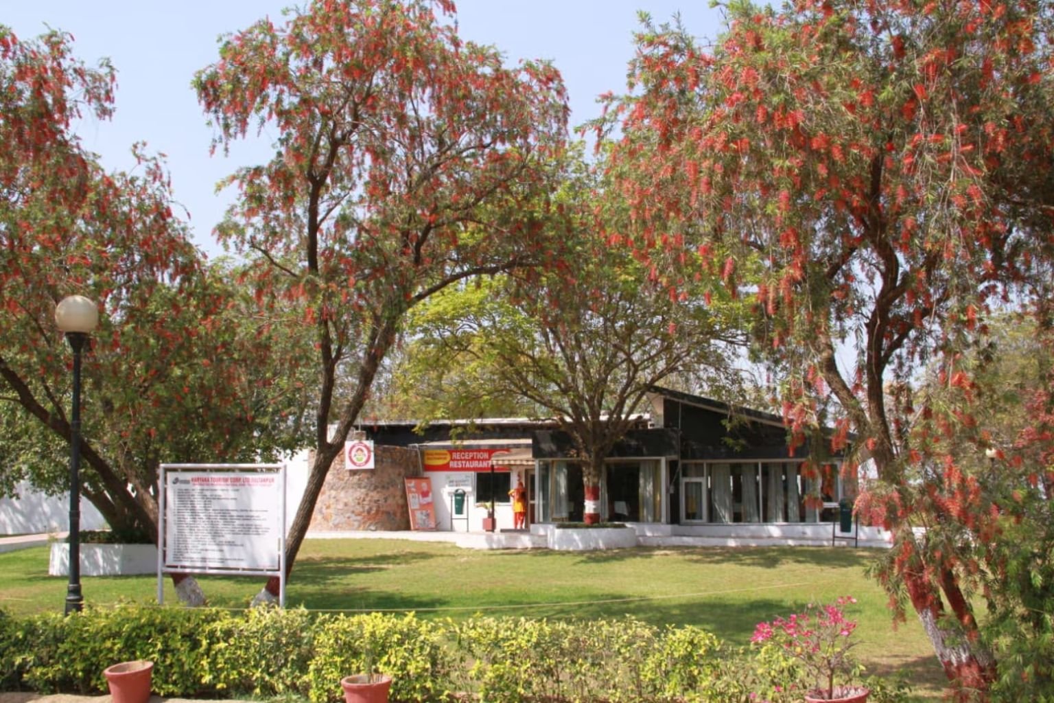 Sultanpur Bird Sanctuary wetland and watchtowers near Gurugram